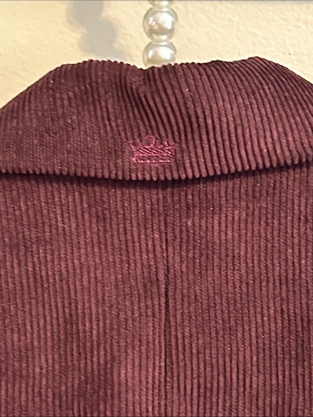 French Crown Burgundy Corduroy Blazer Mens 40 Maroon Sport Coat Paisley Lined
